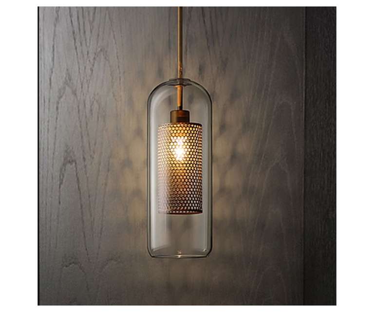 Sizzling Lights Capsule Matt Gold Bottle Shaped Glass & Metal Hanging Light (Pack of 1)