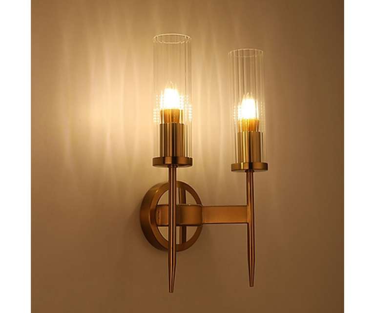 Sizzling Lights D-Fluted Golden Mild Steel Wall Sconces Wall Light for Living/Bedroom/Dining Room (Pack of 1) 