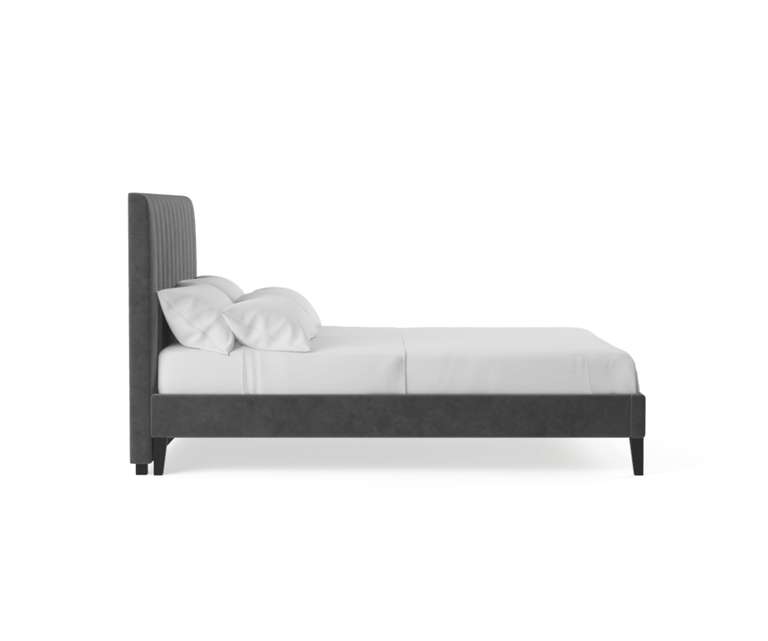 LeatherOn Nova Velvet Upholstered King Size Bed without Storage in Grey Colour