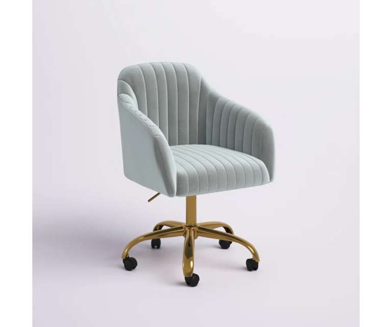 Doe Buck Louise Velvet Fabric Office Chair in Grey Colour