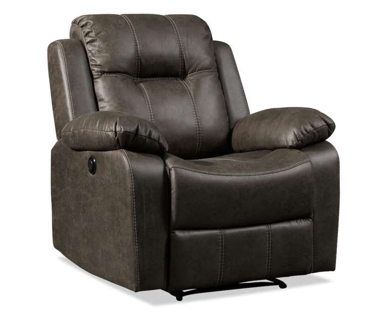 LeatherOn Valencia Leatherette 1 Seater Motorised Recliner in Charcoal Colour