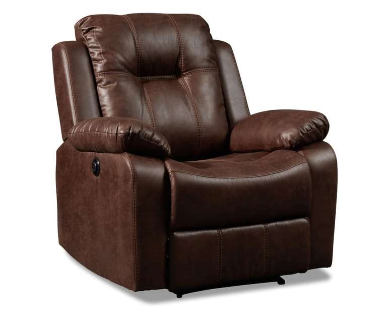 LeatherOn Valencia Leatherette 1 Seater Motorised Recliner in Brown Colour