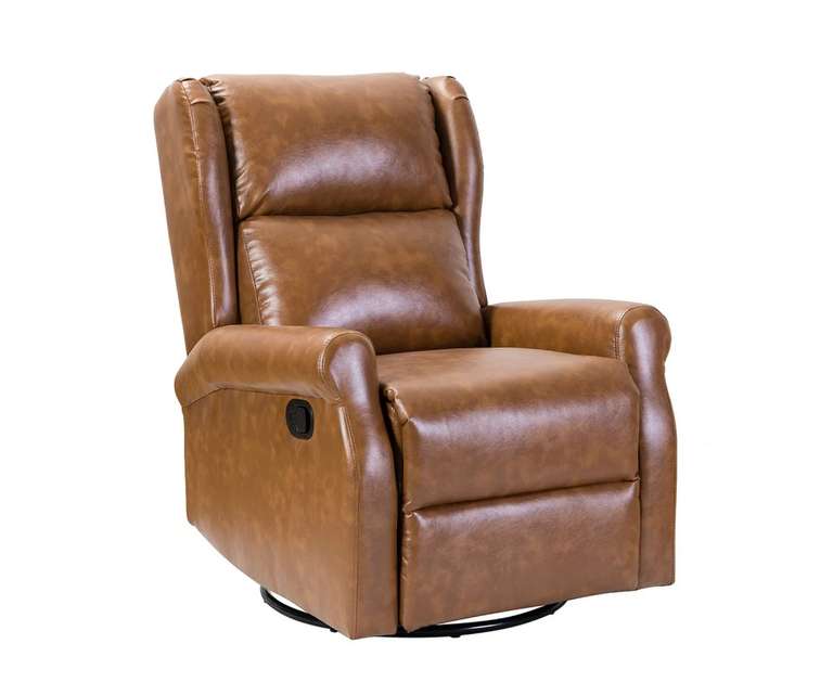 LeatherOn Vaidh Leatherette 1 Seater Rocker Recliner in Brown Colour