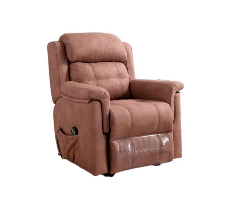 LeatherOn Cozy Velvet Fabric 1 Seater Power Lifter Recliner in Light Pink Colour
