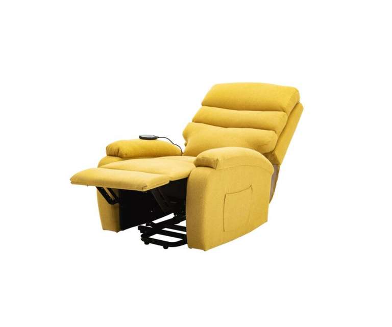 LeatherOn Helios Velvet Fabric 1 Seater Power Lifter Recliner in Yellow Colour