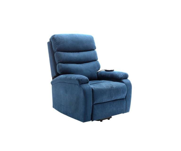 LeatherOn Helios Velvet Fabric 1 Seater Power Lifter Recliner in Blue Colour