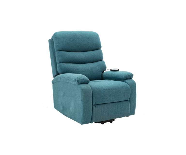 LeatherOn Helios Velvet Fabric 1 Seater Power Lifter Recliner in Sky Blue Colour