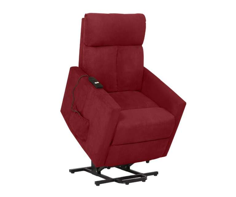 LeatherOn Allen Velvet Fabric 1 Seater Power Lifter Recliner in Red Colour
