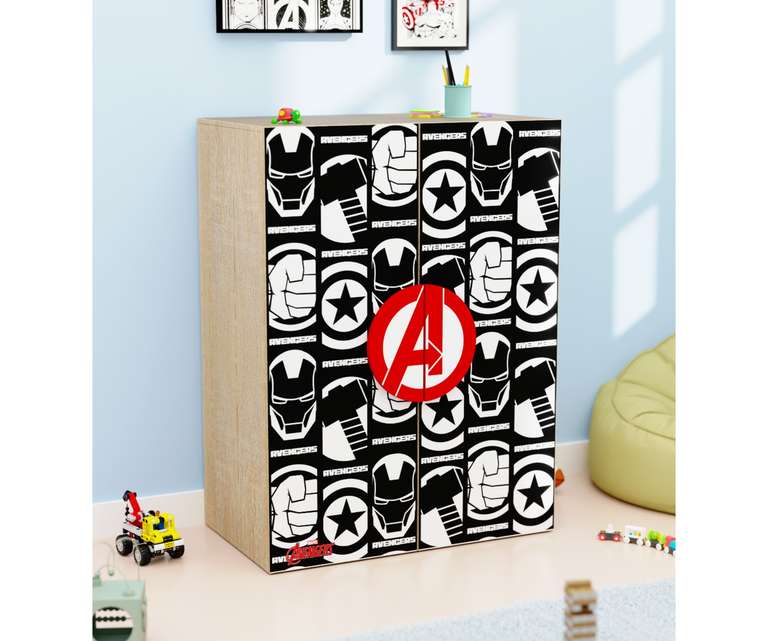 Boingg Avengers Engineered Wood Kids Storage Cabinet with Double Door in Multi Colour 3