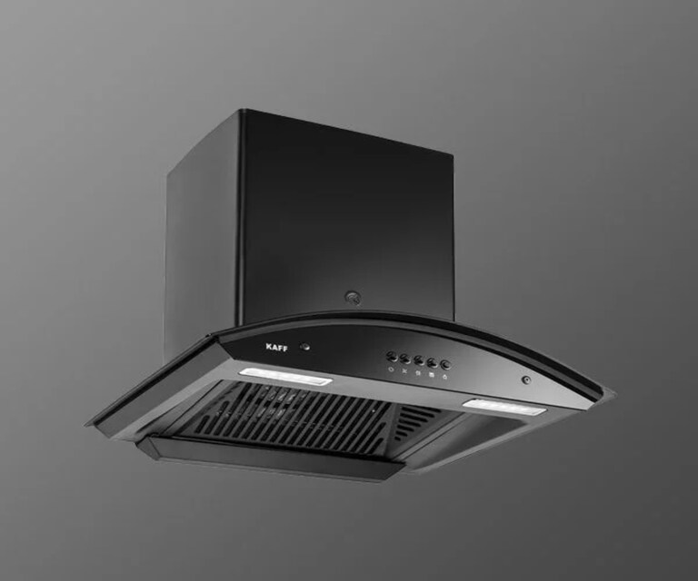 Kaff MARINA DHC 90cm 1080 Nm3/h Auto Clean Wall Mounted Kitchen Chimney with Soft Push Control (Black)