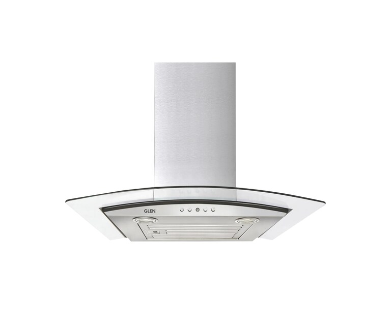 Glen 6071 EX 60cm 1000 m3/h Wall Mounted Kitchen Chimney with Push Button Controls (Silver)