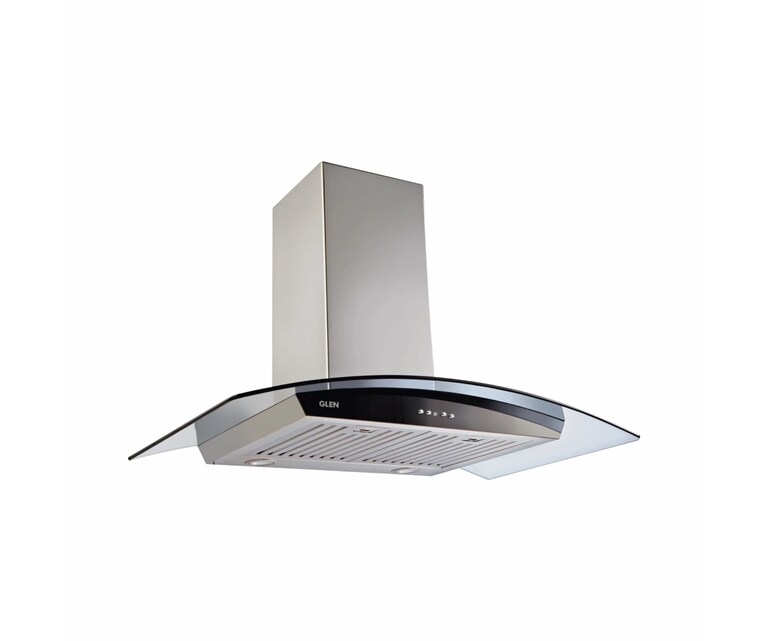 Glen 6071 GF 90cm 1250 m3/h Wall Mounted Kitchen Chimney with Push Button Controls (Silver)
