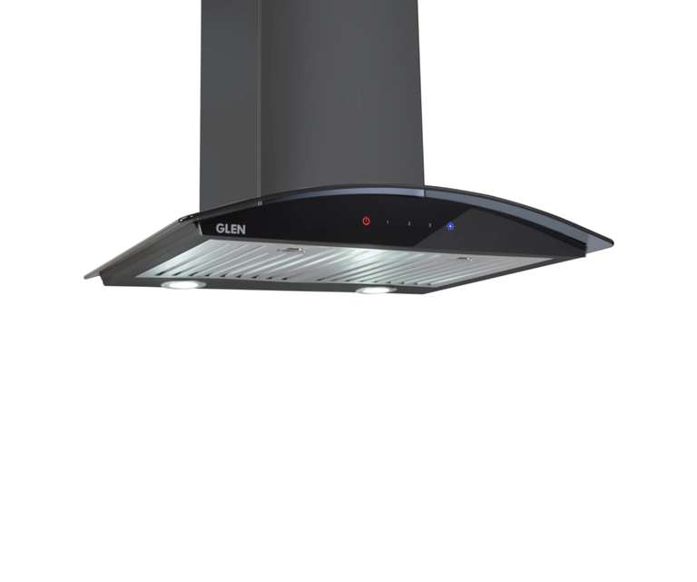 Glen 6071 TS BL 60cm 1250 m3/h Wall Mounted Kitchen Chimney with Touch Sensor Controls (Black)