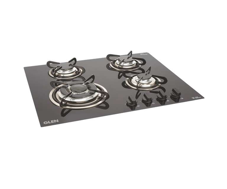 Glen 1065 TR 4 Burner Glass Built-in Hob with Auto Ignition in Black Colour