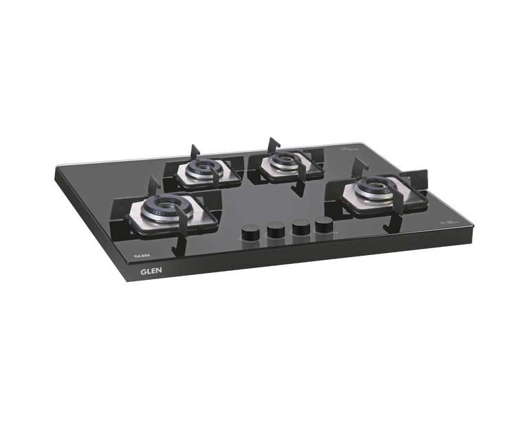 Glen 1074 SQF IN 3 Burner Glass Built-in Hob with Auto Ignition in Black Colour