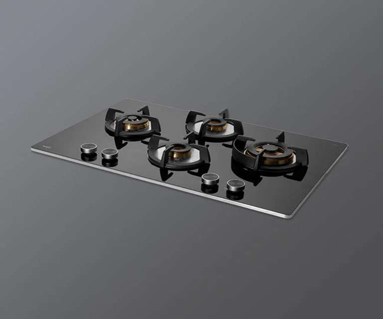 Kaff BLH 784 4 Burner Tempered Glass Built-in Hob with Auto Ignition in Black Colour