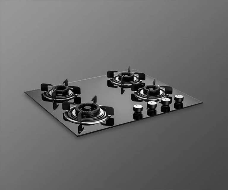 Kaff CRH 604 4 Burner Tempered Glass Built-in Hob with Auto Ignition in Black Colour