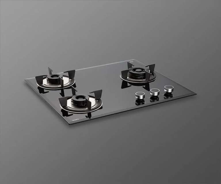 Kaff FBB 603 3 Burner Bevelled Tempered Glass Built-in Hob with Auto Ignition in Black Colour