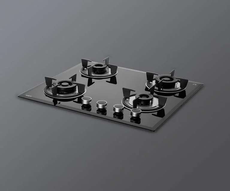 Kaff FBB 604 4 Burner Bevelled Tempered Glass Built-in Hob with Auto Ignition in Black Colour