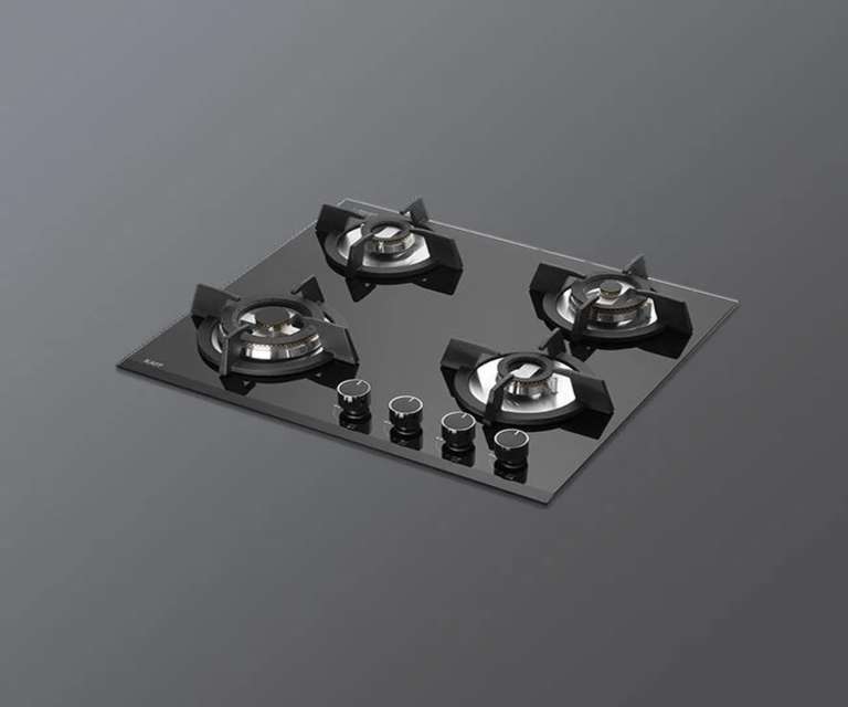 Kaff KHB 60 BR 4 4 Burner Tempered Glass Built-in Hob with Auto Ignition in Black Colour