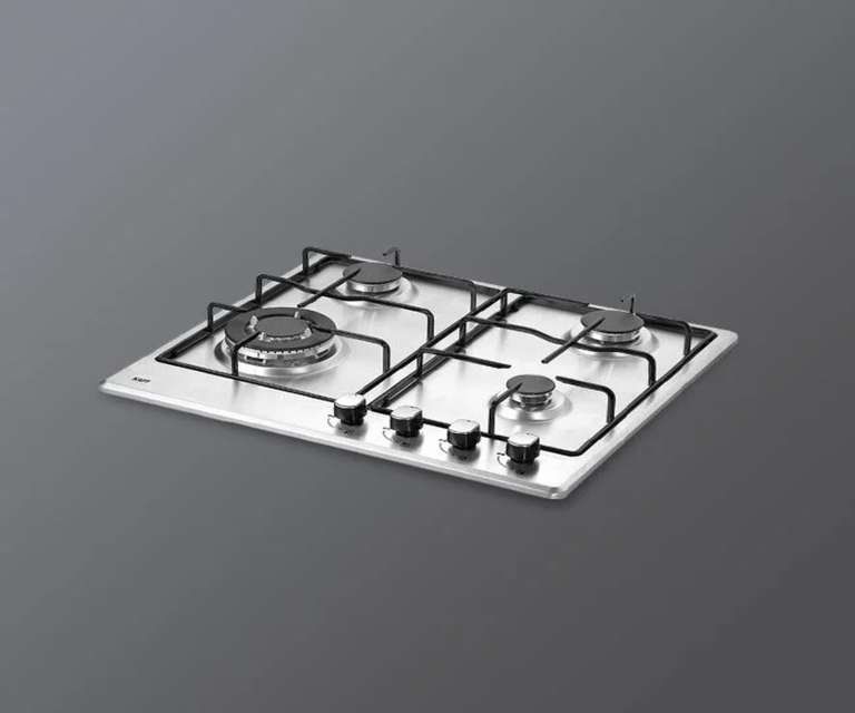 Kaff NE 4B 60 SS 4 Burner Stainless Steel Built-in Hob with Auto Ignition in Silver Colour