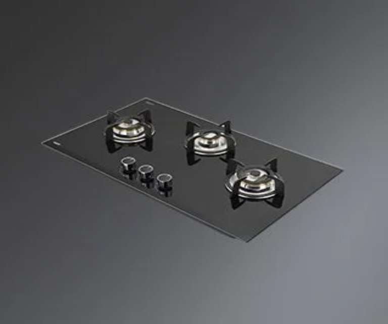 Kaff VRH 783 3 Burner Tempered Glass Built-in Hob with Auto Ignition in Black Colour