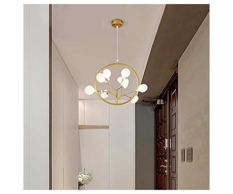 Sizzling Lights Leaf Golden Round Shaped Metal Hanging Light (Pack of 1)