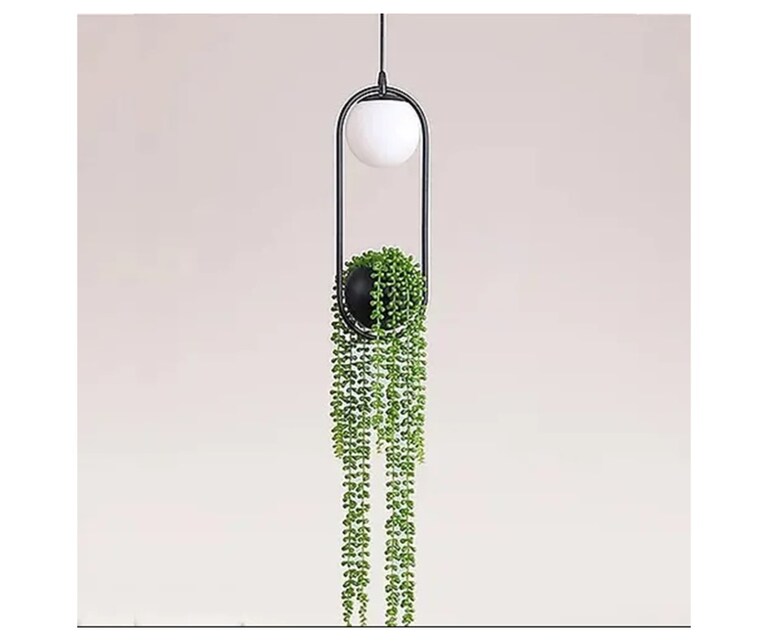 Sizzling Lights Moksh Black Ovel Shaped Metal Planter Hanging Light (Pack of 1)