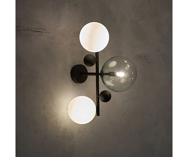 Sizzling Lights Tri-Glass Black Mild Steel Wall Sconces Wall Light for Living/Bedroom/Dining Room (Pack of 1)