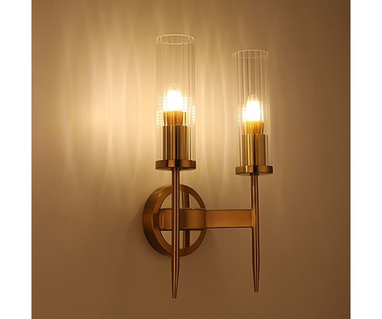 Sizzling Lights D-Fluted Golden Mild Steel Wall Sconces Wall Light for Living/Bedroom/Dining Room (Pack of 1)