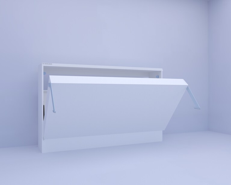 InvisibleBed IB Engineered Wood Single Horizontal Bed without Storage & Sofa in White Colour (72 x 36 In)