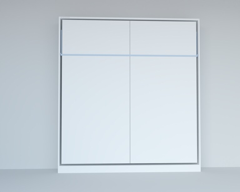 InvisibleBed IB Engineered Wood King Size Horizontal Bed with Storage in White Colour (72 x 72 In)