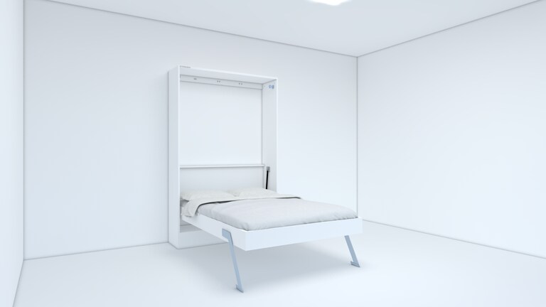 InvisibleBed IB Engineered Wood Double Vertical Bed without Storage & Sofa in White Colour (48 x 72 In)
