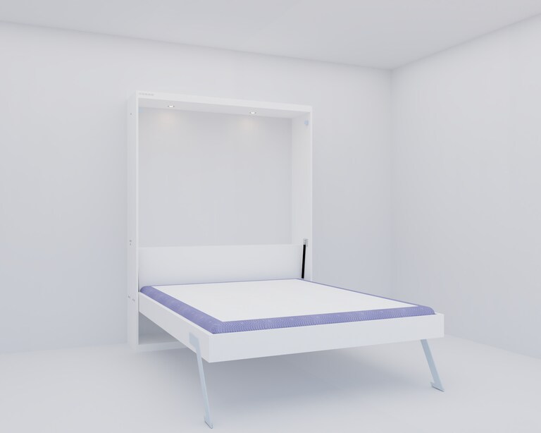 InvisibleBed IB Engineered Wood Queen Size Vertical Bed without Storage & Sofa in White Colour (60 x 78 In)