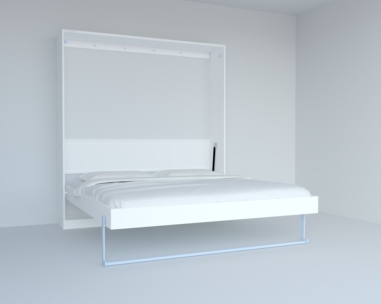 InvisibleBed IB Engineered Wood King Size Vertical Bed without Storage & Sofa in White Colour (72 x 78 In)