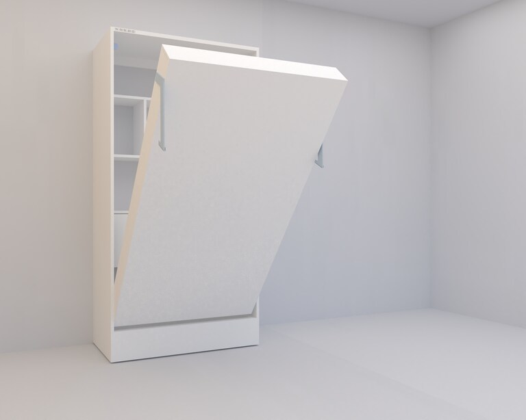 InvisibleBed IB Engineered Wood Single Vertical Bed with Storage in White Colour (36 x 78 In)