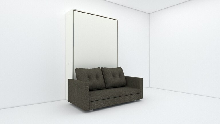 InvisibleBed IB Engineered Wood Double Vertical Bed with Sofa in White Colour (48 x 72 In)