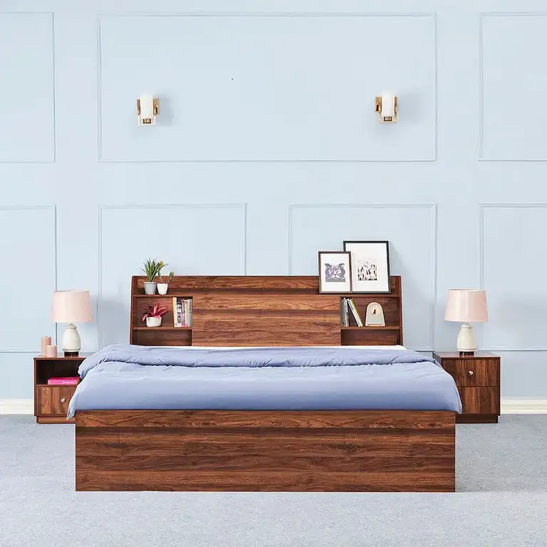 Wakefit Leo Engineered Wood King Size Bed with Storage in Columbian Walnut Colour