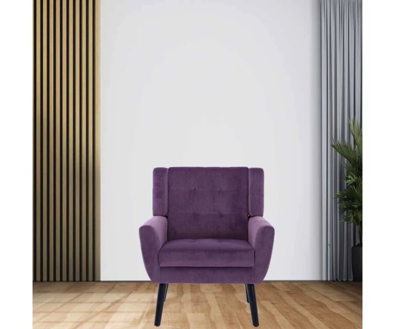 LeatherOn Micky Velvet Fabric Lounge Chair in Purple Colour