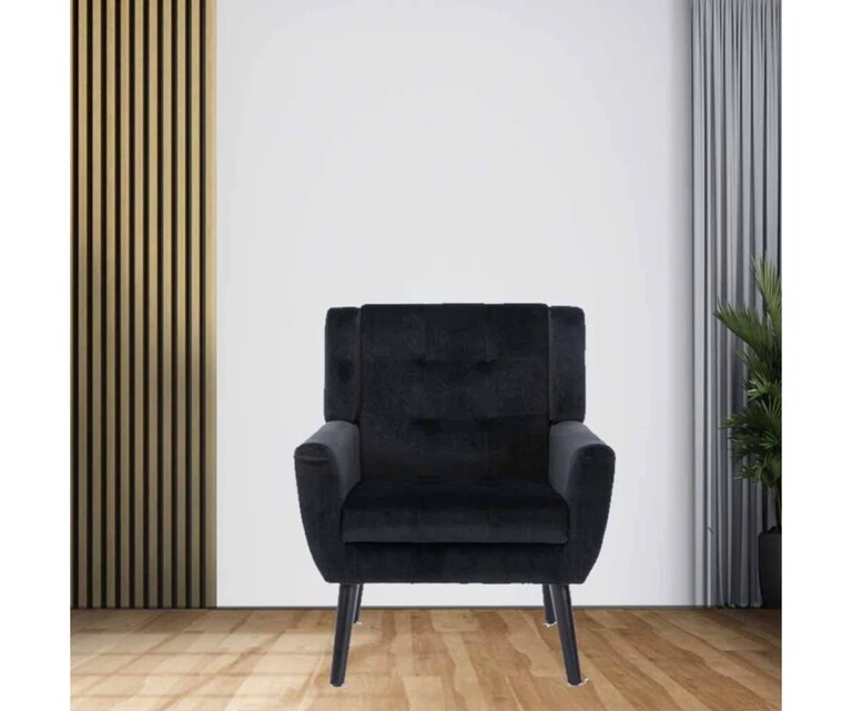 LeatherOn Micky Velvet Fabric Lounge Chair in Grey Colour