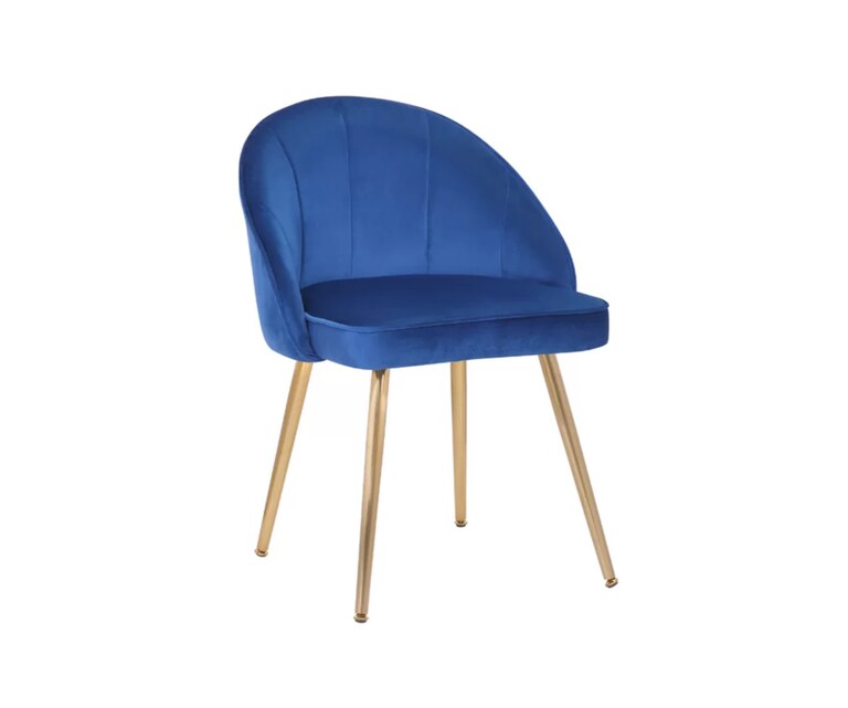 LeatherOn Hindmen Velvet Fabric Accent Chair in Blue Colour