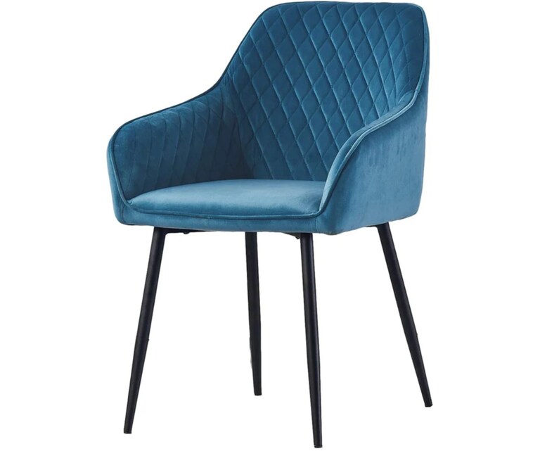 LeatherOn Seymour Velvet Fabric Accent Chair in Blue Colour