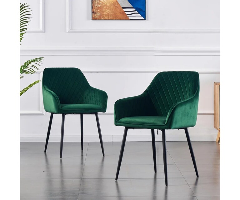 LeatherOn Seymour Velvet Fabric Accent Chair in Green Colour