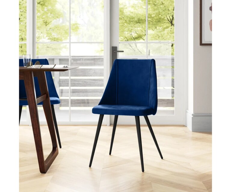 LeatherOn Mitzi Velvet Fabric Accent Chair in Blue Colour