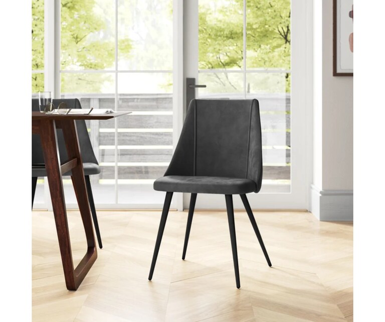 LeatherOn Mitzi Velvet Fabric Accent Chair in Grey Colour