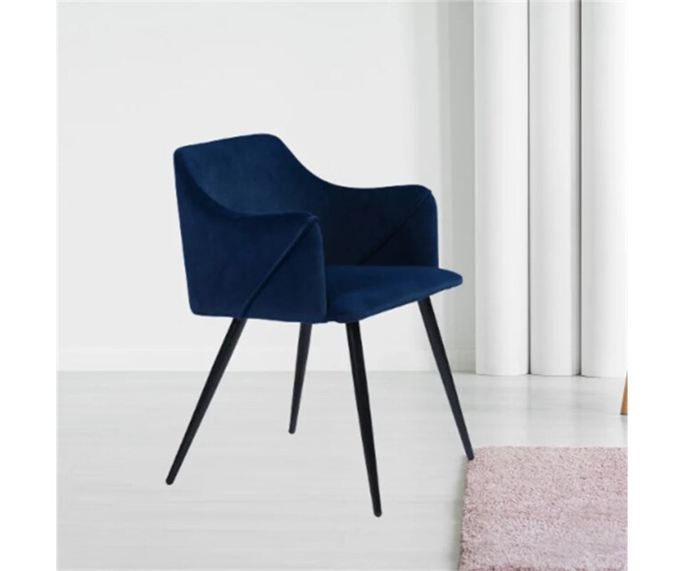 LeatherOn Hanner Velvet Fabric Accent Chair in Blue Colour