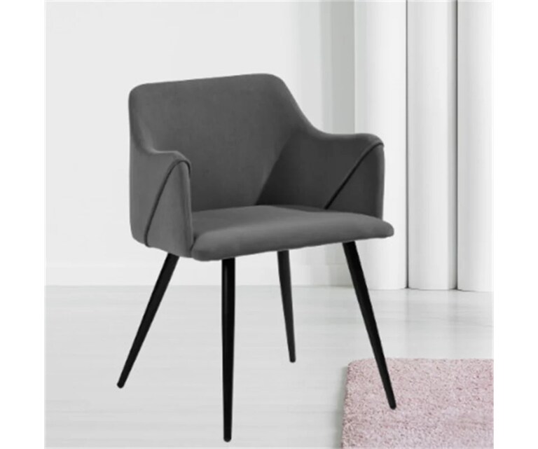 LeatherOn Hanner Velvet Fabric Accent Chair in Grey Colour