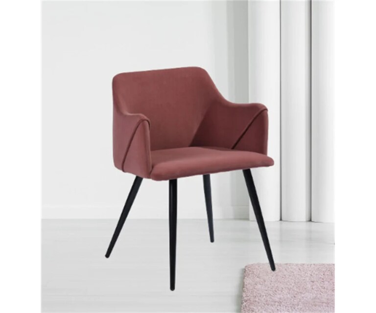 LeatherOn Hanner Velvet Fabric Accent Chair in Pink Colour