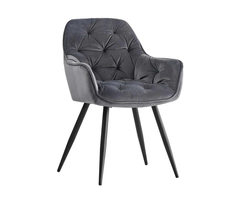 LeatherOn Runge Velvet Fabric Accent Chair in Grey Colour