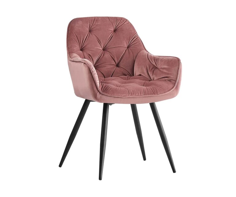 LeatherOn Runge Velvet Fabric Accent Chair in Pink Colour
